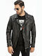 Stark Herren Winter Jacke Leder Schwarz