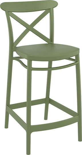 Hocker für Bar Für den Außenbereich aus Polypropylen Cross Bar 65 Olive Green 1Stück 50x45x96cm