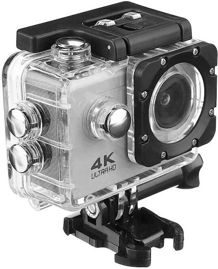 4K Sports Ultra HD Action Camera HD (720p) Underwater (with Case) with Screen 2" and Wi-Fi Silver