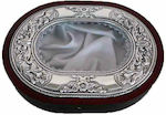 Καρβούνης Tabletop Oval Wedding Crown Case Silver Plated Brown 25x31cm