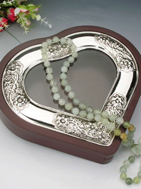 Karvounis Tabletop Heart Shaped Wedding Crown Case Silver Plated Brown 29x31.3cm