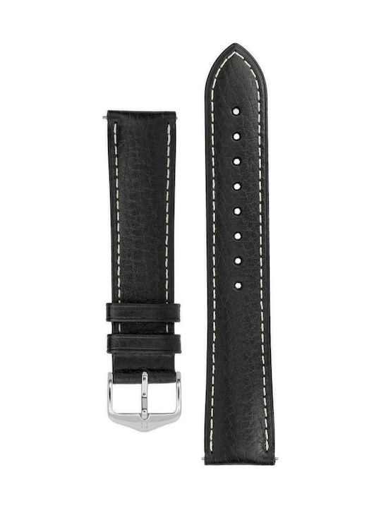 Hirsch Boston Long Кожена каишка Черен 20мм