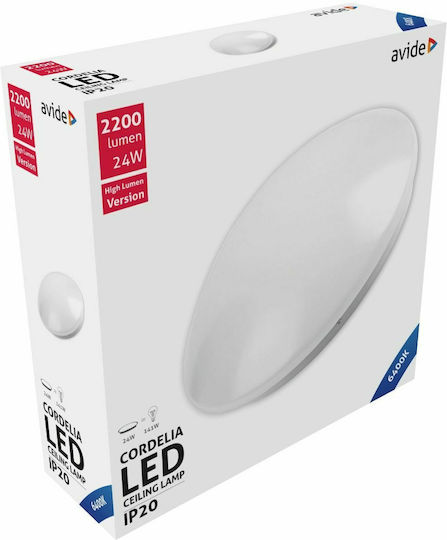 Avide ACLO38CW-24W Πλαφονιέρα Οροφής 38εκ. Λευκή με Ενσωματωμένο LED