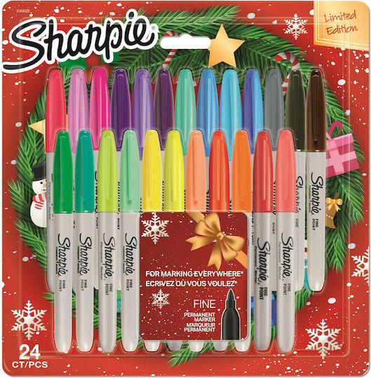 Sharpie Fine Blister Xmas Маркери за рисуване 0.9мм Комплект 24бр