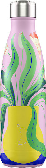 Chilly's Thermos Bottle Stainless Steel BPA Free 500ml Wiggling Flowers