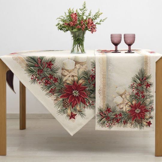 Dimeco Dimeco 8939 Christmas Tablecloth Runner Fabric Red L180xW140cm.