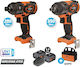 Krausmann US106-25SB Set Schlagschrauber & Schlagschraubendreher Brushless 20V mit 2 Batterien 5Ah und Hülle