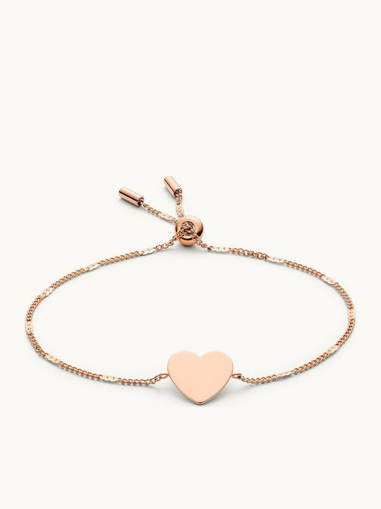 Fossil Bracelet Chain Lane Heart with design Heart made of Steel Gold Plated