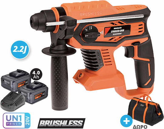 Krausmann Impact Demolition Hammer Battery 20V 2x4Ah with Chuck SDS Plus U98020-24SΒ