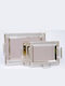 Karvounis Metallic Rectangular Decorative Tray with Mirror Silver 2pcs
