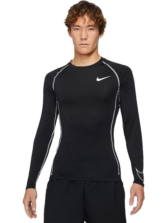 Nike Pro Ανδρική Μπλούζα Dri-Fit Μακρυμάνικη Μαύρη
