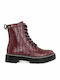 13/149 Women's Patent Leather Ankle Boots Burgundy