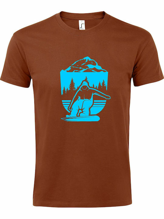 T-shirt Unisex " Snowboarding in the Mountains " Terracotta