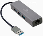 Cablexpert USB 3.0 Hub 3 Θυρών με σύνδεση USB-A Γκρι