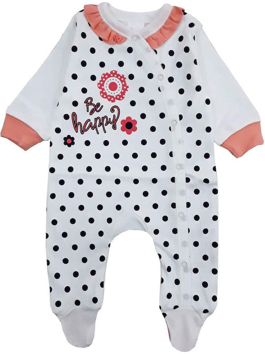 Beboulino Be Happy Babystrampler Langärmliges Weiß