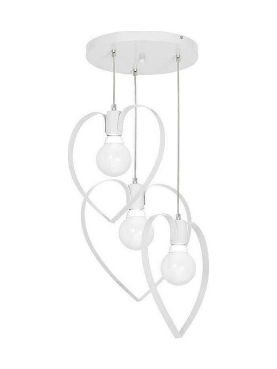 Milagro Love Multi Bulbs Kids Lighting Pendant Metallic 60W with Drive Size E27 Λευκό