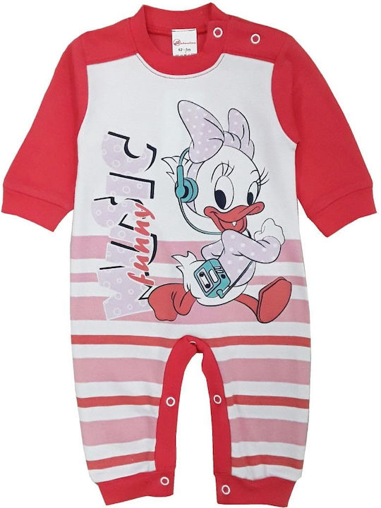 Beboulino Duck Baby Bodysuit Long-Sleeved Coral