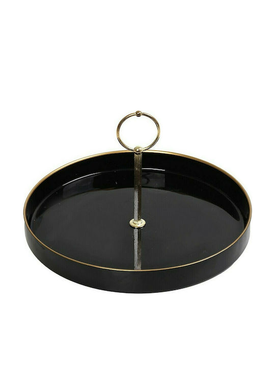 Espiel Glass Dessert Divided Serving Plate with Single Bowl Oslo Black-Gold Ø28cm