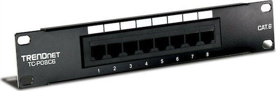 Trendnet Patch Panel Unshielded για Rack 1U 8 Θυρών cat6 Μαύρο