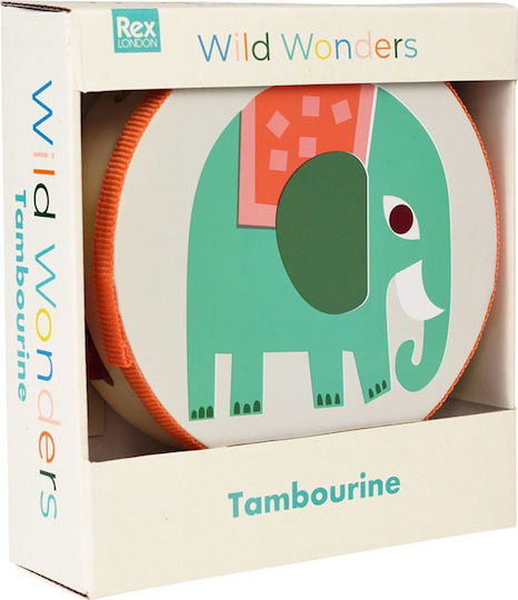 Rex London Wooden Tambourine Elephant Percussion Instrument for 1.5+ Years