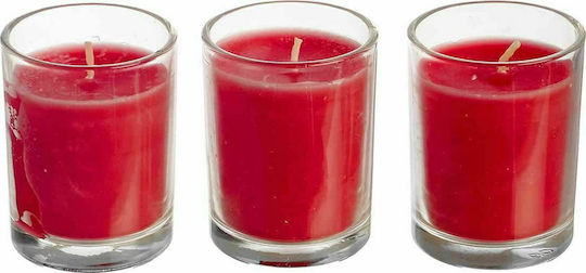 JK Home Decoration Χριστоулгенски свещи и свещници Стъклен Свещ Червен 24.5x6.5см. 3бр