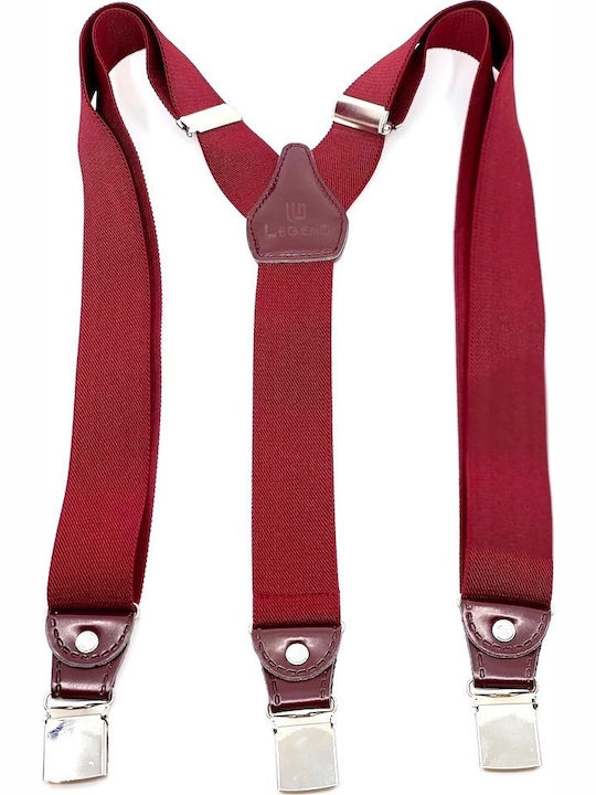 Legend Accessories Τιράντες Μονόχρωμες Μπορντό