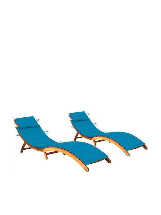 Liegestuhl Hölzernes mit Kissen Acacia / Blue 2...