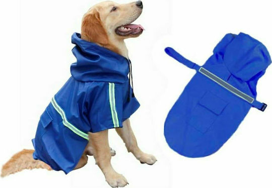 Value Imports Blue Waterproof Dog Coat with Hood with 60cm Back Length