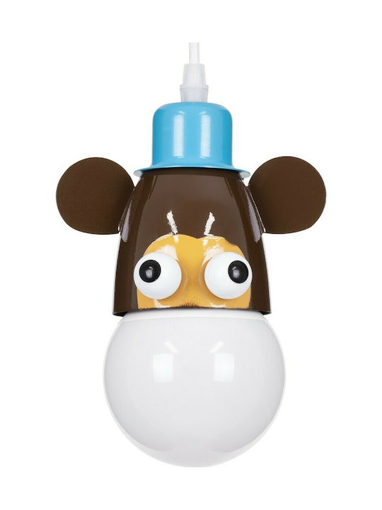 GloboStar Kids Metallic Single Ceiling Light E27 Monkey Blue - Brown 14.5x13.5cm