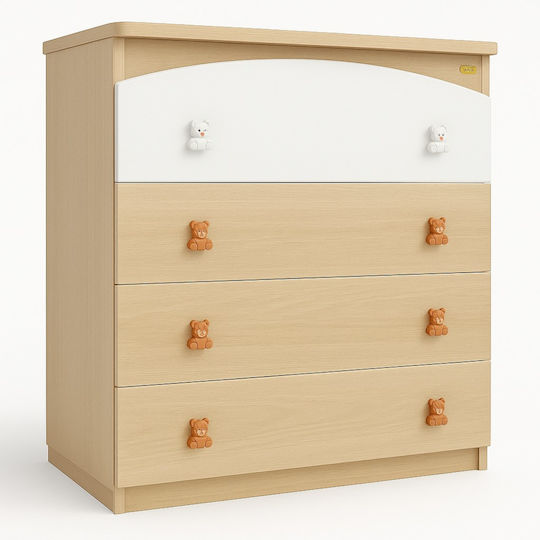 Comodă Premium Pentru Bebeluşi Cu 4 Sertare Bej 80x50x88cm
