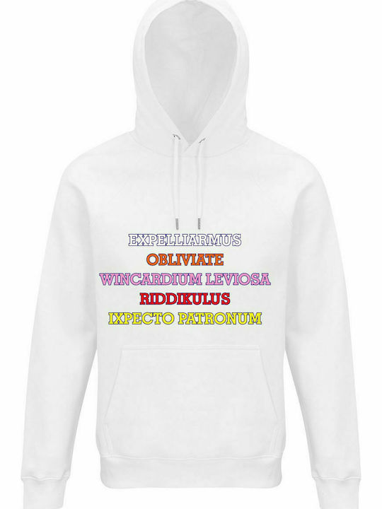 Unisex Hoodie, Organic " Harry Potter Spells " White