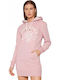 Pride In Craft Mini Athletic Dress Long Sleeve Hooded Pink