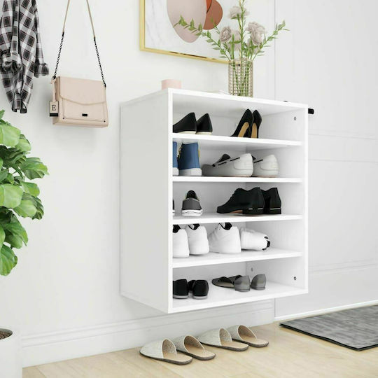 Wooden Shoe Organizer with 5 Shelves White 60x35x70cm
