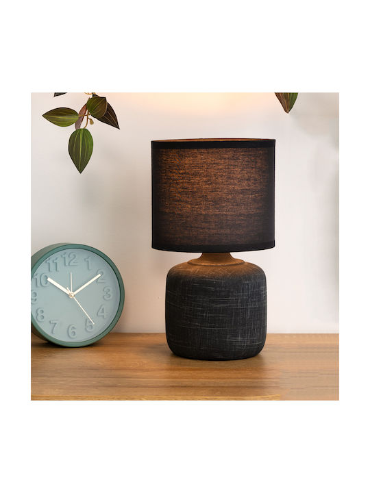 Atmosphera Salta Ceramic Table Lamp for E14 Socket with Black Shade and Base