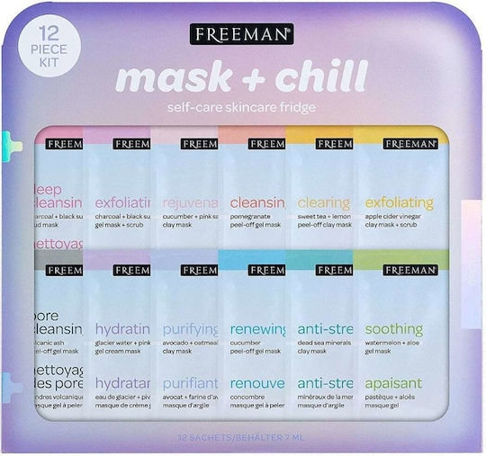 Freeman Mask & Chill Skincare Fridge Hautpflegeset für Feuchtigkeitsspendend 12Stück
