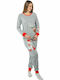 Vienetta Secret De iarnă Set Pijamale pentru Femei De bumbac Gri