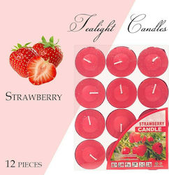 Tealights with Scent Strawberry in Red Color 12pcs