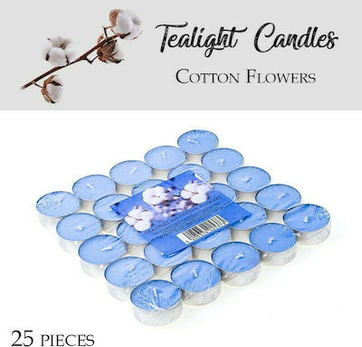 Tealights 5205376025373 with Scent Cotton Flowers in Blue Color 25pcs