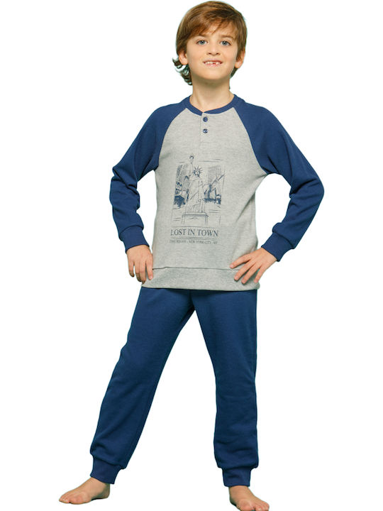 Noidinotte Pijama pentru copii De iarnă Din bumbac Gri