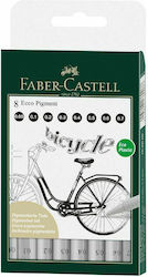 Faber-Castell Ecco Pigment Fineliner Markeri Proiectare Negru Set 8bucăți