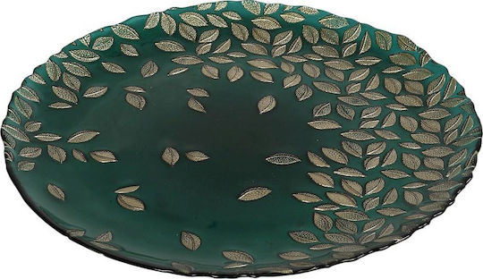 Espiel Foliage Декоративен Поднос Кръгъл Стъклен Green 1бр xx