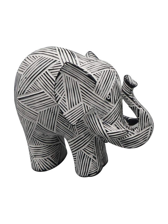 Espiel Διακοσμητικός Ελέφαντας Πολυρητίνης Μαύρος/Λευκός 25x10x21.4cm