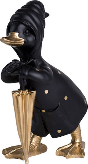 Espiel Decorative Duck Polyresin Duck in Black - Gold 9x17x25cm 1pcs