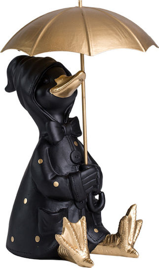 Espiel Decorativă Rață din Polirășină Rață în Negru - auriu 17x18.5x26cm 1buc