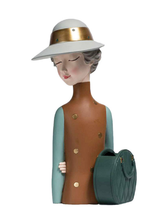 Espiel Διακοσμητικό Αγαλματίδιο Πολυρητίνης Ladies Με Καπέλο Καφέ/Ασημί 17x13x36cm
