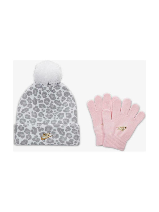 Nike Futura Kinder Mütze Set mit Handschuhe Gestrickt Gray