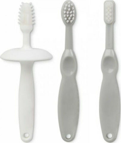 Kiokids Set Baby Toothbrushes For 0m+ 3 Pieces Gray