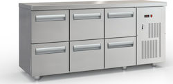 Inox Dobros Английски превод: Stainless Steel Refrigerator Counter 368лт with 6 Doors and Cooling Machine 0/+8°C L180xW60xH87см
