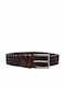 BB-3733 Men's Belt Leather Knitted Brown / Blue