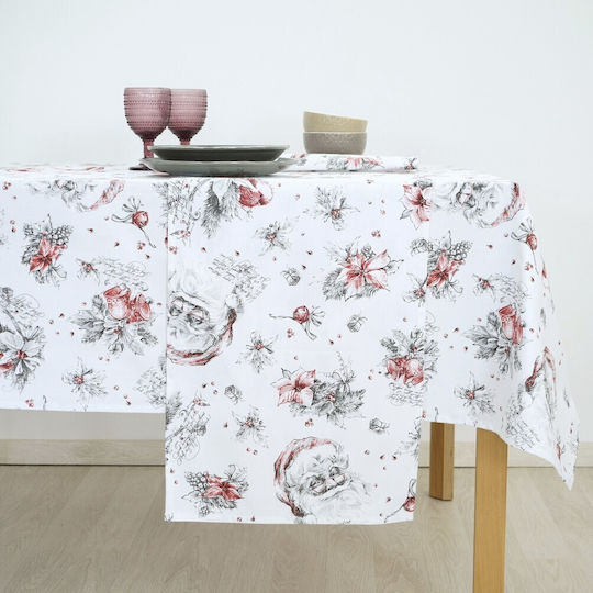 Dimeco Dimeco Wish Christmas Tablecloth Runner Fabric White L160xW40cm.